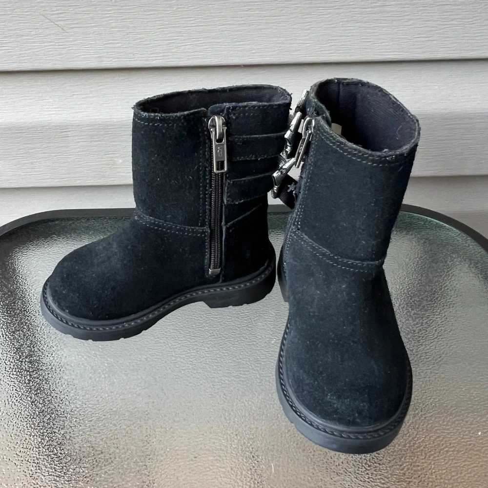Kids Toddler UGG 1115833T Black Silver Bow Boots  Toddlers Sz 6